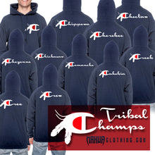 Load image into Gallery viewer, Tribal Champ Hoodie Navy w/ White-Red Logo