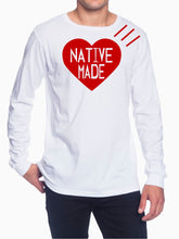 Load image into Gallery viewer, &quot;Native Made&quot; Long Sleeve White Crew w/ Red Logo